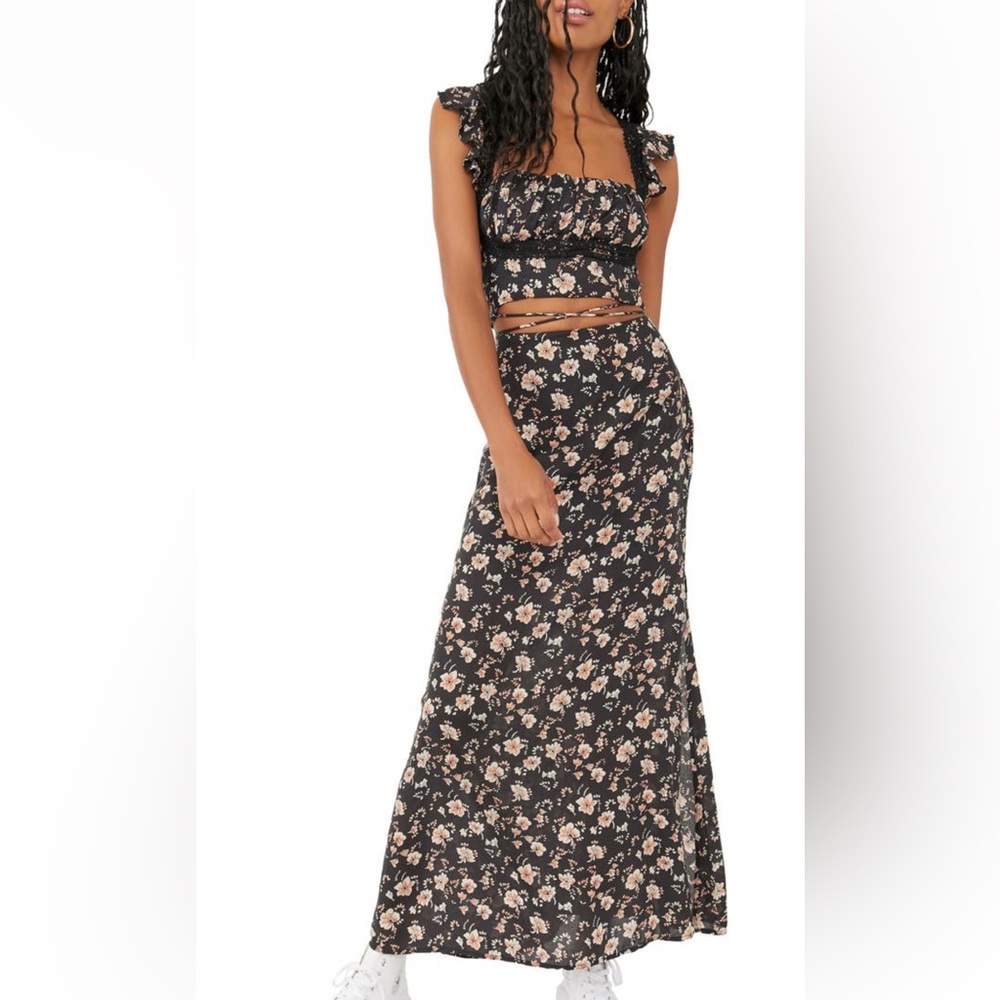 Free people floral crop and maxi skirt set size 6